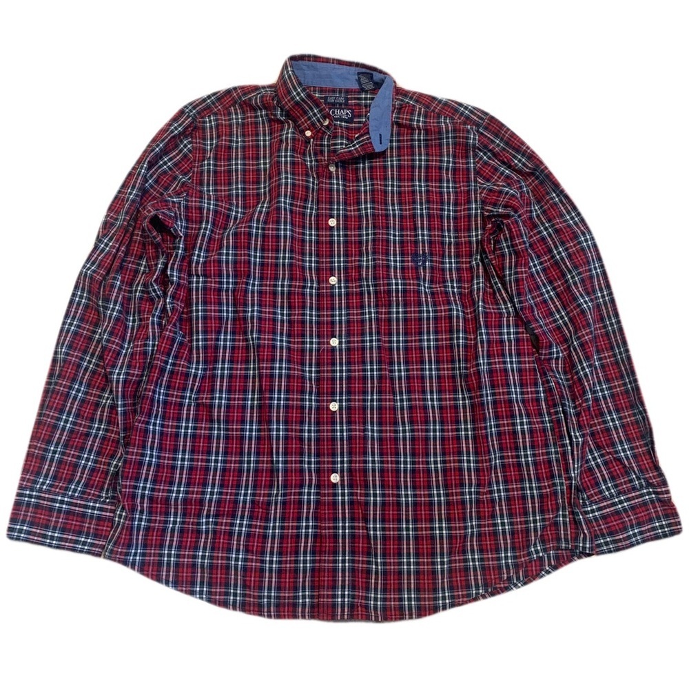 💜 Chaps Men's Classic Fit Plaid Button-Up Shirt - L